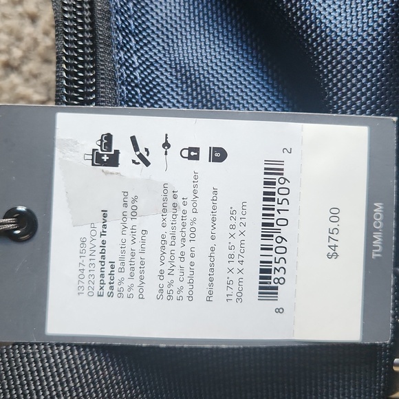 TUMI Navy Expandable Duffel Bag - Picture 3 of 4